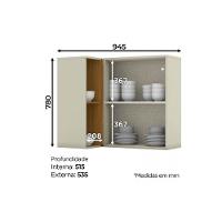 Armário Aéreo Cozinha Modulado  Canto Reto Essência 1 Porta Areia/Nature - Henn - 9