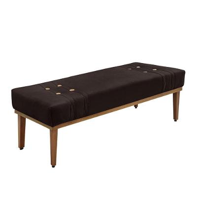 Calçadeira Recamier Cléo 90cm Solteiro Suede Estrutura em Madeira Marrom Loja Sheep