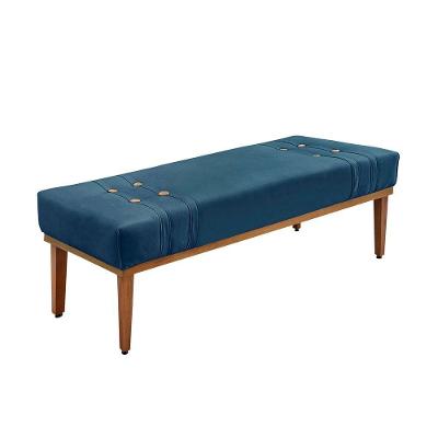Calçadeira Recamier Cléo 160cm Casal Queen Veludo Azul Loja Sheep