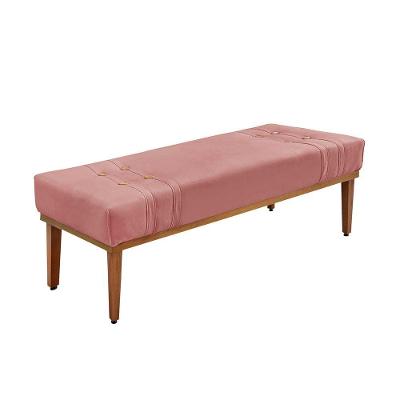 Calçadeira Recamier Casal Queen Cléo 160cm Veludo Madeira Rosa Loja Sheep