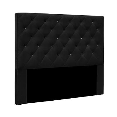 Cabeceira Casal Dora 140cm para Cama Box Estofada Estrutura MDF Suede Preto Loja Sheep