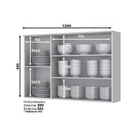 Armário Aéreo Cozinha Modulado  Americana c/ 3 Portas (2 c/ Vidro) Branco - Henn - 2