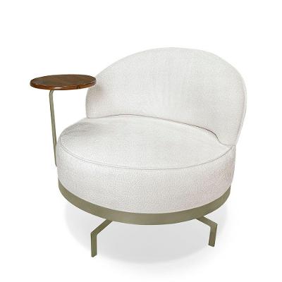 Poltrona Decorativa Giratória Orgânica Glamour Boucle Cru com Mesinha Acoplada Loja Sheep