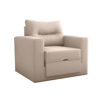 Poltrona Cama 1 Lugar Mx48 Marissol Suede Bege Reclinável com Estrutura Madeira Loja Sheep