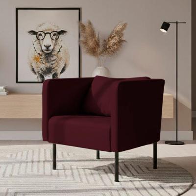 Poltrona Decorativa Hanna em Veludo Vermelho com Pés de Metal Reguláveis Loja Sheep