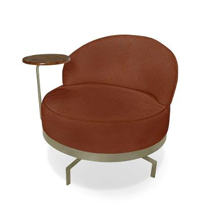Poltrona Decorativa Giratória Glamour com Mesinha Lateral Assento Aconchegante Terracota Loja Sheep