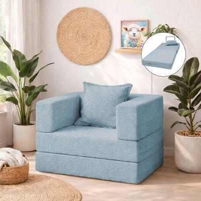 Poltrona Cama Modular Mold Boucle Azul com Espuma D28 Azul Claro Loja Sheep