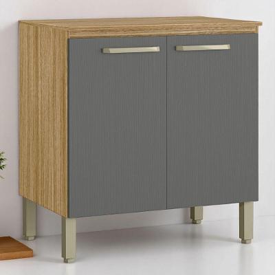 Balcão Lapis 2 Portas sem Gavetas MDP 80cm Freijó Gris Kit's Paraná
