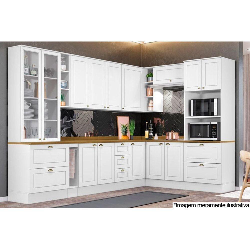 Armário Aéreo Cozinha Modulado  Canto Reto Americana c/ 1 Porta Branco - Henn - 2