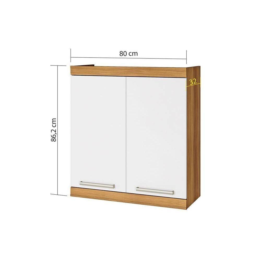 Armário Aéreo Cozinha Modulado  Burguesa c/ 2 Portas Freijó/Branco - Nesher - 6