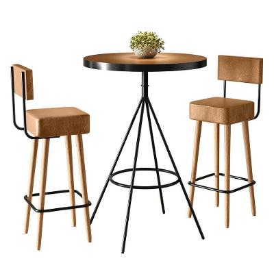 Conjunto Mesa Bistrô Viena com 2 Banquetas Barcelona Tampo MDF Couríssimo Amarula 60cm Loja Sheep
