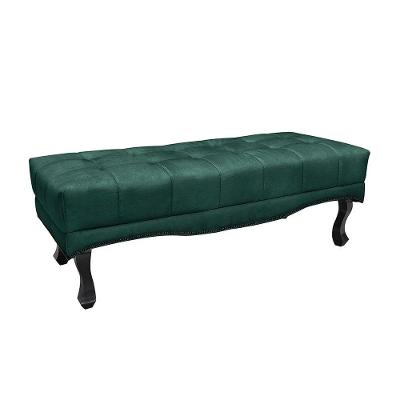 Calçadeira Recamier Casal Queen Alba 160cm Veludo Madeira Verde Escuro Loja Sheep