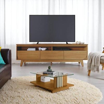 Conjunto Yara com Bancada para Tv 75" 200cm em MDP Cumaru e Opala Madetec Móveis
