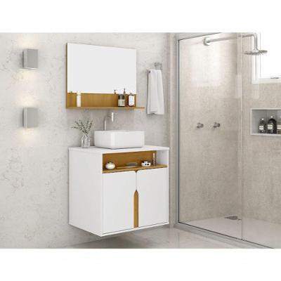 Kit Banheiro Harmonia com Gabinete 2 Portas e Espelho 56,7cm Naturalle
