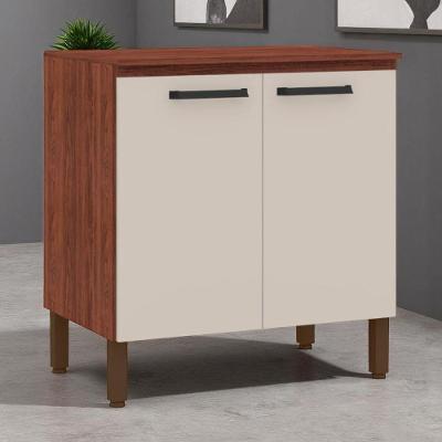 Balcão de Cozinha Ametista 2 Portas MDP 80cm Nogueira Off White