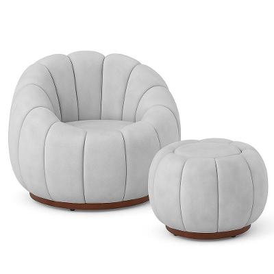Poltrona Orgânica Fixa com Puff Nuvem Boucle Cinza Claro Loja Sheep