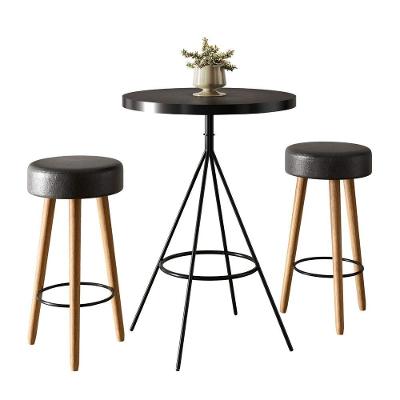 Conjunto Mesa Bistrô Viena com 2 Banquetas Londres 2 Lugares Tampo MDF Couríssimo Preto Loja Sheep