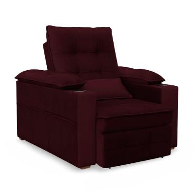Poltrona do Papai Reclinável Retrátil Thor Veludo Vermelho Bordô com Assento Confortável Loja Sheep