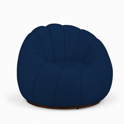 Poltrona Decorativa Nuvem Fixa em Veludo Confortável Azul Escuro Loja Sheep