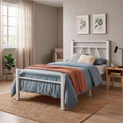 Cama de Solteiro em Ferro com Colchão D23 Estrutura de Aço Branco 200cm