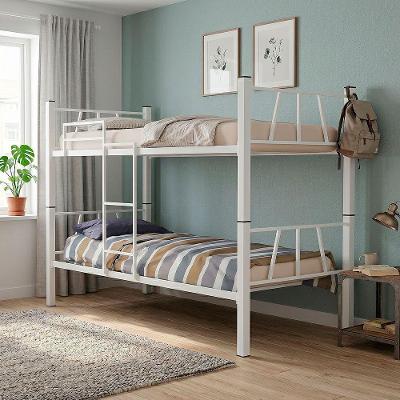 Cama Beliche Metálica Solteiro com Escada Lateral Aço Reforçado com Colchões D33 Branco