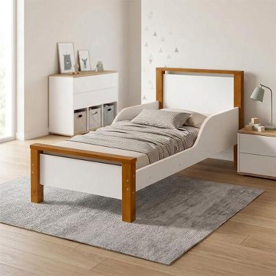 Cama Infantil Meli com Colchão e Grade de Proteção Branco com Mel Ortobom