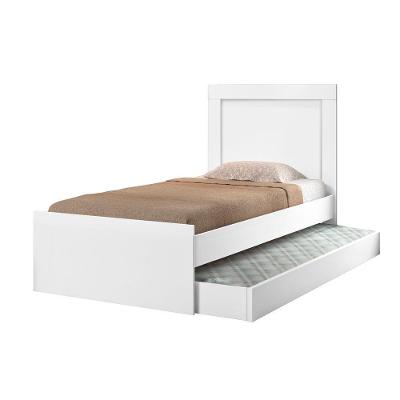 Cama Solteiro Bibox Luara com Cama Auxiliar em MDF MDP Branco