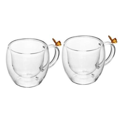 Conjunto 2 Xícaras de Café Sun Garden Vidro Borossilicato Parede Dupla Transparente Wolff