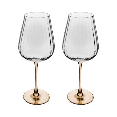 Conjunto 2 Taças para Vinho Classic 560ml de Vidro Haste Âmbar Transparente Wolff