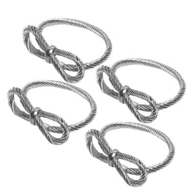 Conjunto 4 Anéis para Guardanapos Laços em Metal Prata Wolff