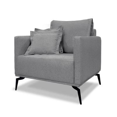 Poltrona Decorativa Elba Linho com Encosto Alto Assento Confortável Cinza Loja Sheep