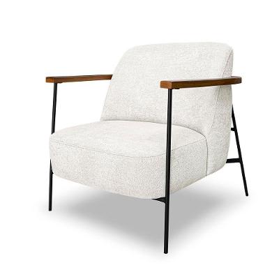 Poltrona Decorativa Lia para Sala de Estar Estrutura em Aço Boucle Cru Loja Sheep