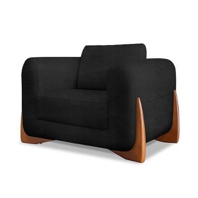 Poltrona Decorativa Nuvina Boucle Confortável com Braços e Pés Palito Preto Loja Sheep