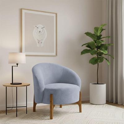 Poltrona Decorativa Orgânica Ariel para Sala de Estar Boucle Encosto Curvo Cinza Loja Sheep