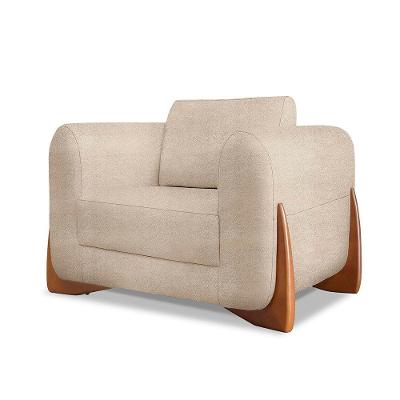 Poltrona Decorativa Nuvina Boucle para Sala Confortável Bege Loja Sheep