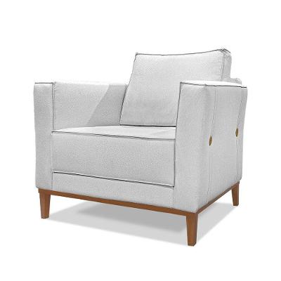 Poltrona Decorativa Riva Linho Rústico Assento Acolchoado Cinza Grigio Loja Sheep