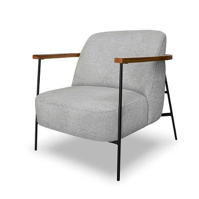 Poltrona Decorativa Lia para Sala de Estar Boucle Confortável Cinza Loja Sheep