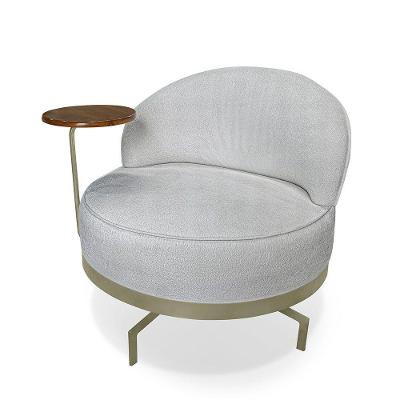Poltrona Decorativa Giratória Orgânica Glamour Boucle com Mesinha Acoplada Cinza Loja Sheep