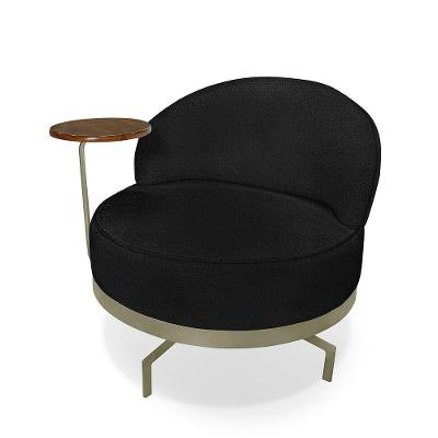 Poltrona Decorativa Orgânica Glamour Giratória Boucle Confortável Preto Loja Sheep