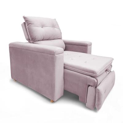 Poltrona Onix Reclinável Retrátil Veludo Rose com Apoio para os Pés Loja Sheep