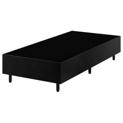 Base Cama Box Solteiro Suede Reforçada 88x188 Madeira Tratada Antialérgica Preto