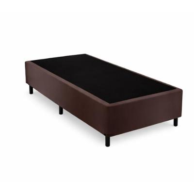 Base Cama Box Solteiro Suede Reforçada 88x188 Estrutura em Madeira com Pés Marrom