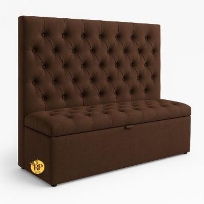 Kit Cabeceira e Baú Casal Recamier Estofado em Suede Marrom com Espaço Interno Organizador