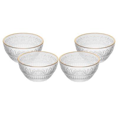 Conjunto de Bowls 04 Peças Cristal Ecológico 600ml Mauve com Fio de Ouro Transparente Wolff