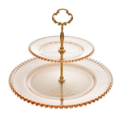 Porta Doces de Cristal 2 Andares Pearl para Mesa Posta Âmbar Wolff