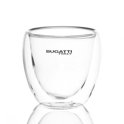 Kit 2 Copos Parede Dupla 80ML para Bebidas Quentes e Frias Vidro Borossilicato Transparente Bugatti