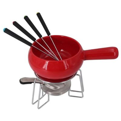 Conjunto para Fondue em Cerâmica 8 Peças 660ml Vermelho Dynasty