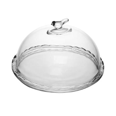 Queijeira Birds para Queijos em Cristal Trabalhado 20cm Transparente Wolff