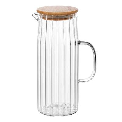Jarra de Vidro Borossilicato 1,2L com Tampa de Bambu Transparente para Mesa Posta Wolff