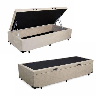 Cama Box com Baú Solteiro Base Suede 88x188 Estrutura em Madeira Reforçada Bege Brasil Varejos